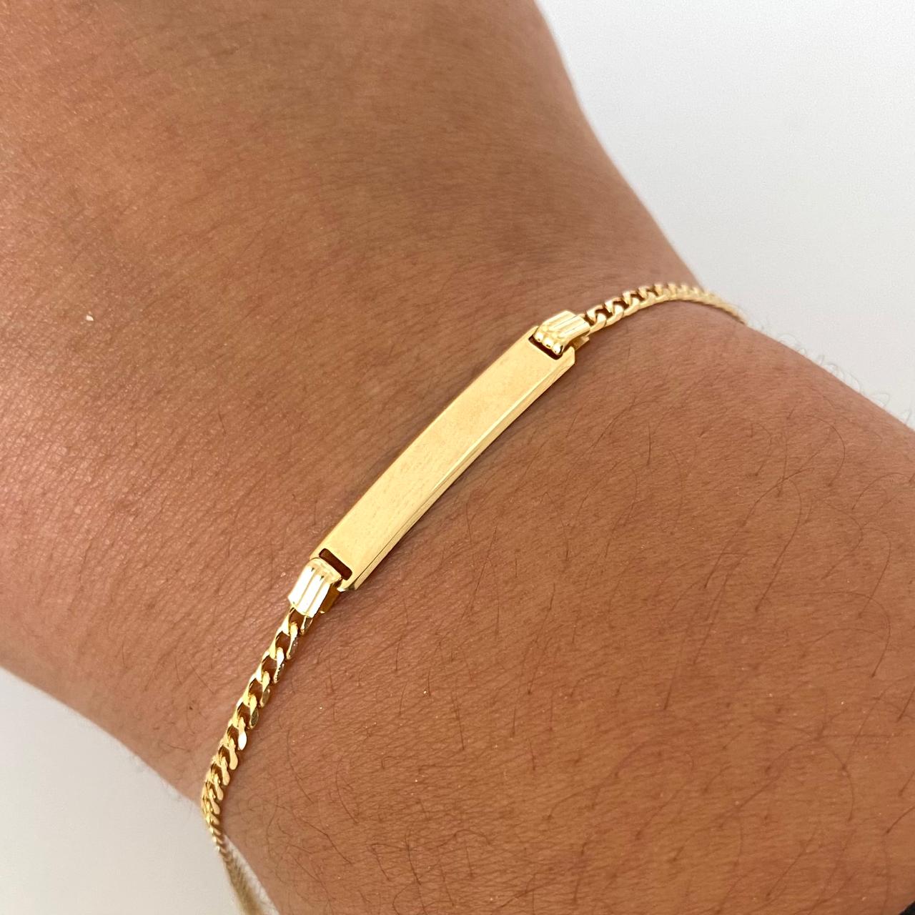 Pulso It placa tejido cubano Oro amarillo 18k +1 / 2,7 Gr / 16,5 Cm